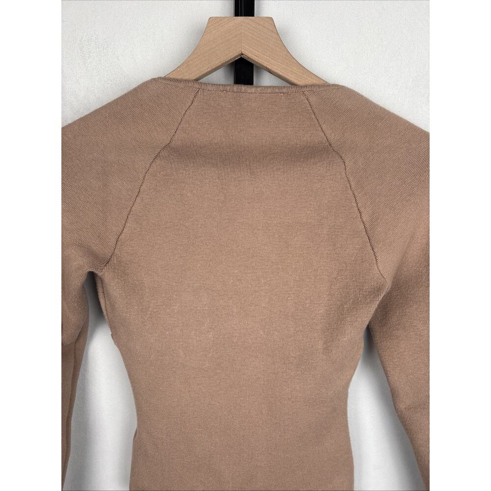 Abercrombie & Fitch Knit Bodysuit‎ Size Small Beige Sweetheart Neck Long Sleeve - Picture 7 of 11